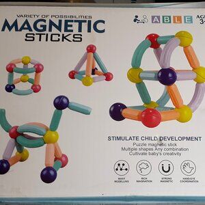 NEW! ABLE Variety of Possibilities Magnetic Sticks Ages 3+/46 Piece Set, Fun Fun